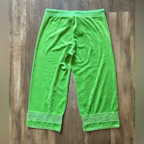 BCBG MaxAzaria Green Velour Tracksuit Zip hood Sweatshirt w crop bottoms M y2k - Picture 8 of 8
